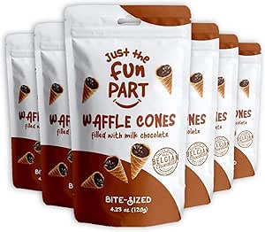 Just The Fun Part, Bite-Size Crispy Mini Waffle Cones filled with premium Belgian Chocolate Pack of 6 x 120g