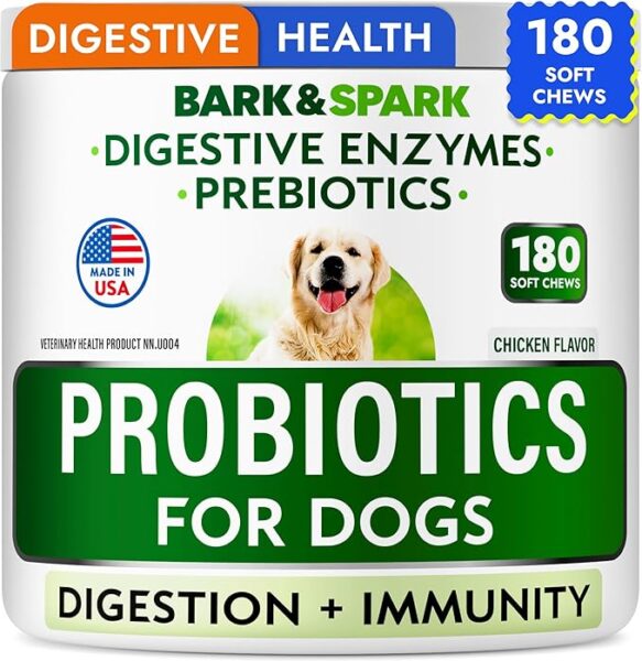 Bark&Spark Probiotics for Dogs, Digestive Enzymes + Prebiotic