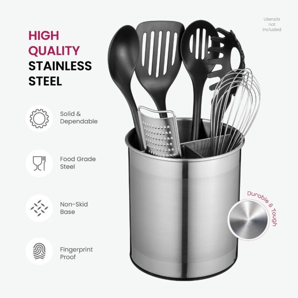 FineDine Stainless Steel 360° Rotating Utensil Holder