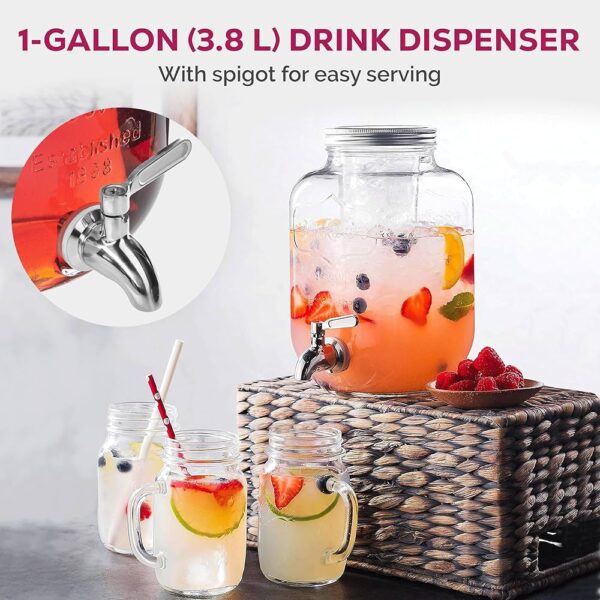 Finedine Glass Beverage Dispenser with Ice Infuser